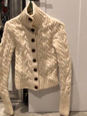 Vintage Ruehl No. 925 Chunky Cable-Knit Cardigan